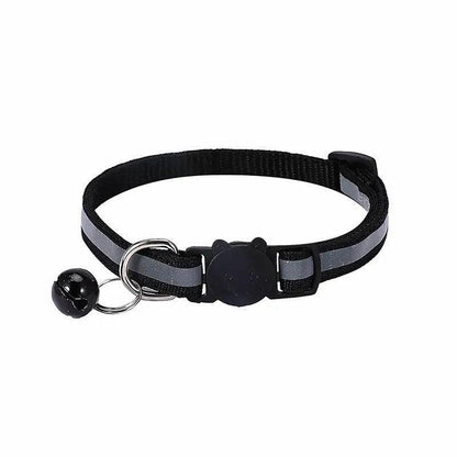 Reflective Cat Collar with Breakaway Buckle and Bell Adjustable for Small Pet Use - Shiny Green