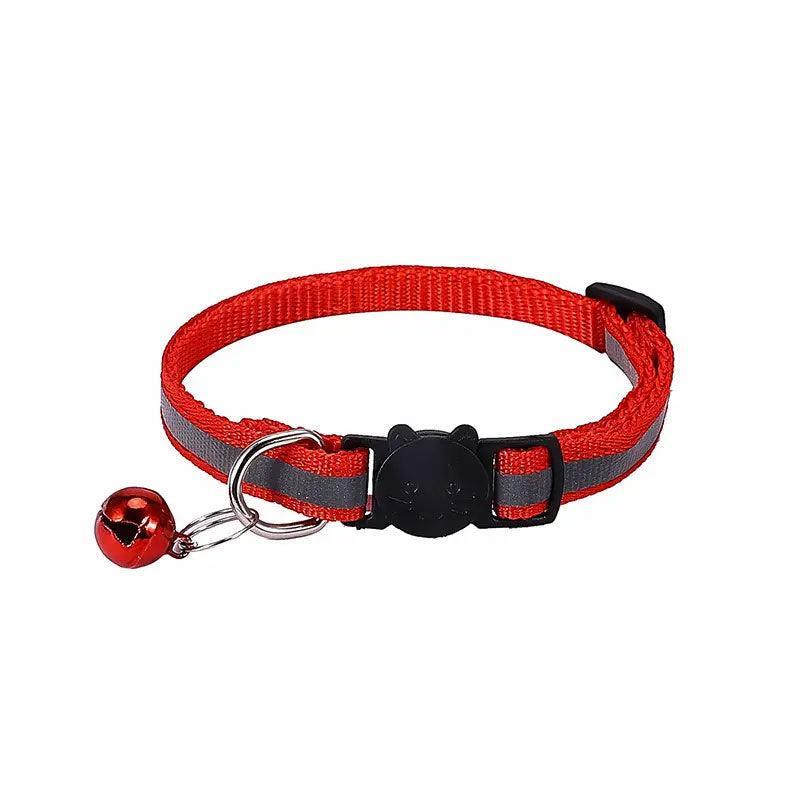 Reflective Cat Collar with Breakaway Buckle and Bell Adjustable for Small Pet Use - Black
