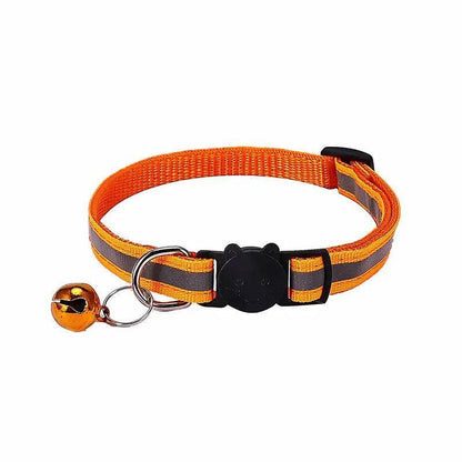 Reflective Cat Collar with Breakaway Buckle and Bell Adjustable for Small Pet Use - Rose Red