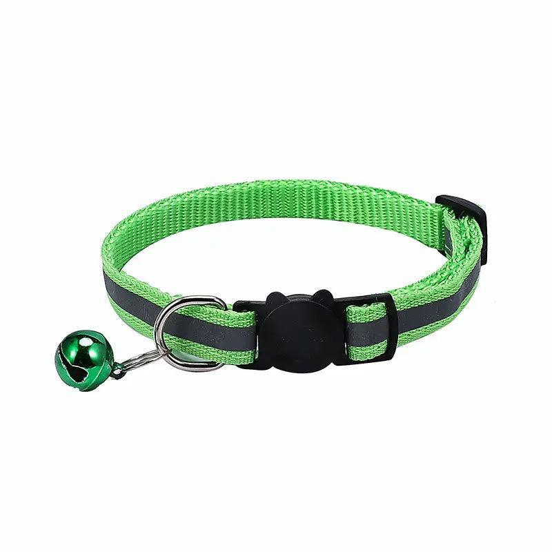 Reflective Cat Collar with Breakaway Buckle and Bell Adjustable for Small Pet Use - Yellow