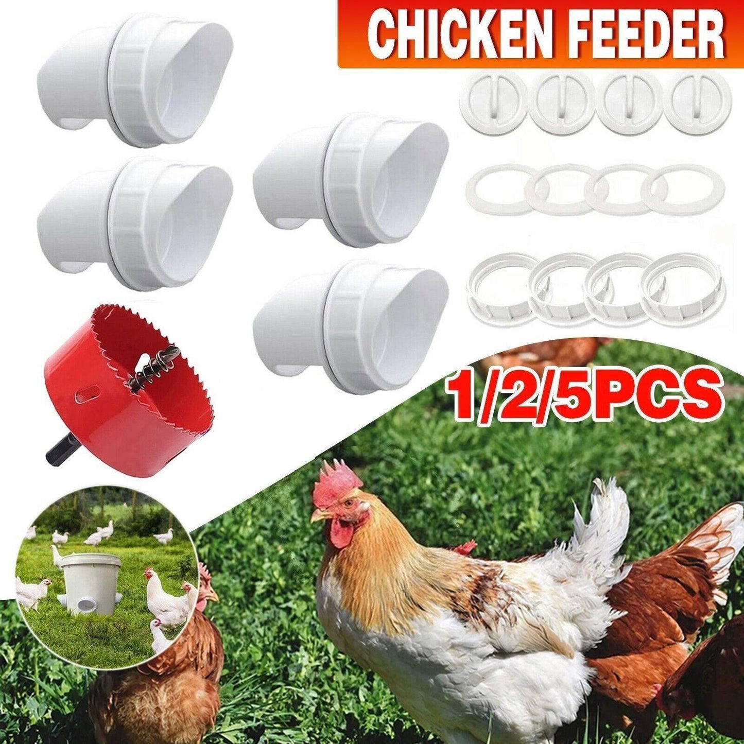 Poultry DIY PVC Gravity-Fed Chicken Feeder Kit