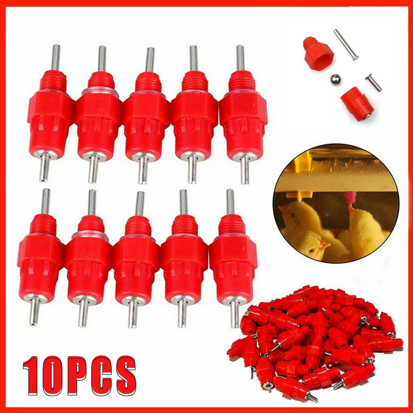 10 PCS Automatic Nipple Water Valves for Poultry & Ducks