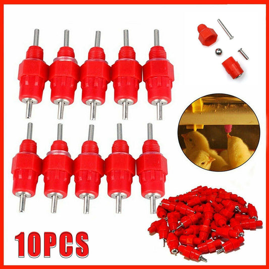 10 PCS Automatic Nipple Water Valves for Poultry & Ducks