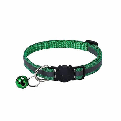 Reflective Cat Collar with Breakaway Buckle and Bell Adjustable for Small Pet Use - Apple Green
