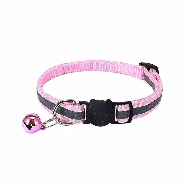 Reflective Cat Collar with Breakaway Buckle and Bell Adjustable for Small Pet Use - Light Purple