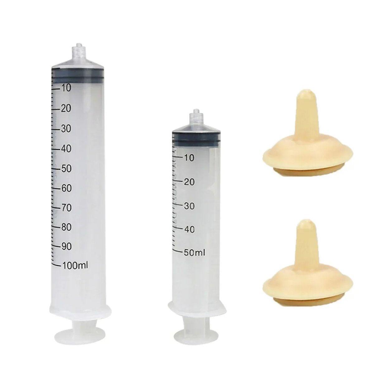 Kitten & Puppy Nursing Syringe Feeding Set with Silicone Nipples – Medium (M-4PCS)