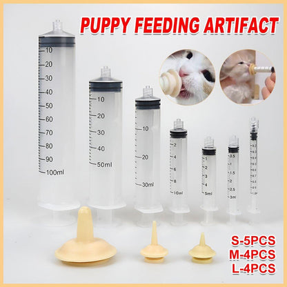 Kitten & Puppy Feeding Syringe Set with Silicone Nursing Nipples – Cat & Dog Pet Feeder (S-5PCS)