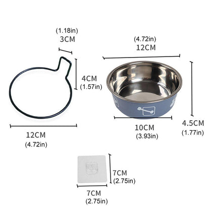 Stainless Steel Pet Bowl Hanging Cat Food Water Bowl Durable for Dogs and Cats - Red-14cm