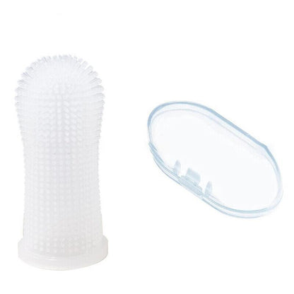 Dog Cat Super Soft Pet Finger Toothbrush Teeth Silicone Brush Care Cleaning - Blue