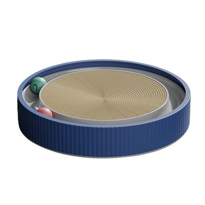 Cat Scratcher Lounge Bed Toy 40cm Round Foldable Cardboard Pad with Ball Track - Green