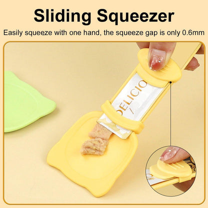 Cat Strip Scoop Squeezer Feeder Snack Spoon Easy Cat Feeding Treats - White