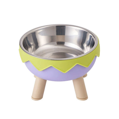 Eggshell Tall Pet Bowl Cat Dog Food Bowl Anti Slip Durable Raised Feeding Bowl - Yellow