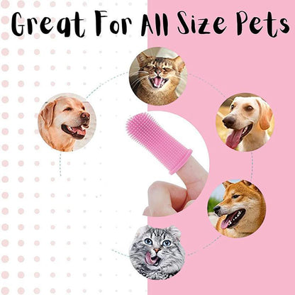Premium Oral Care Dog Cat Toothbrush Finger Toothbrush Finger Silicone - White