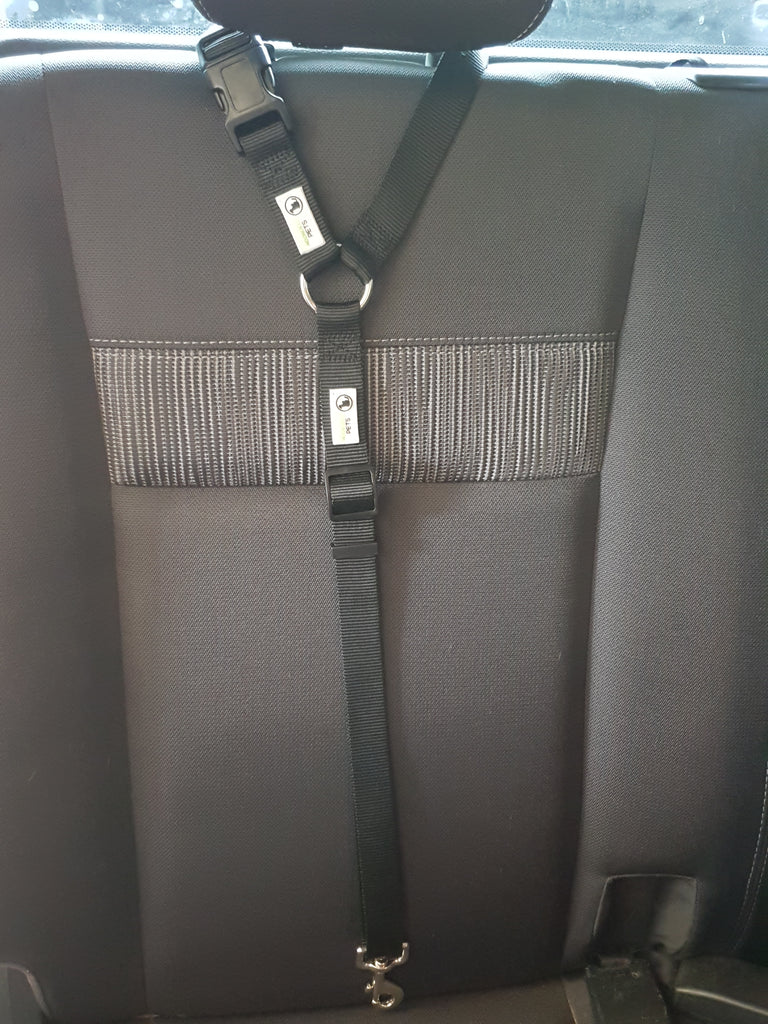 Moondidley Pets Dog Seatbelt Headrest Restraint – Adjustable Car Safety Travel Strap | Durable Nylon | Black