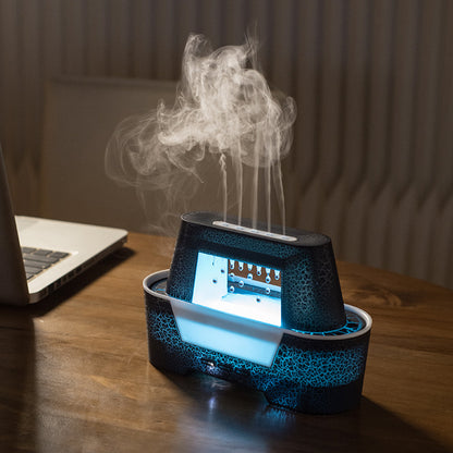 Black 300ml Ultrasonic Aroma Diffuser – Cracked Light Design Cool Mist Humidifier with Timer for Home & Office