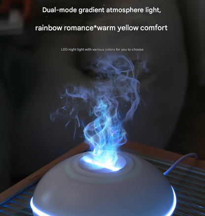 Wood grain Mini USB Aromatherapy Diffuser with Flame Projection - Portable Humidifier for Home and Car Use