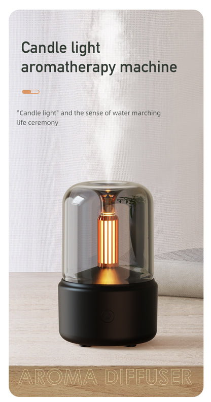 Black Creative Candleligh Aromatherapy Diffuser USB Desktop Ambient Candle Lamp Humidifier