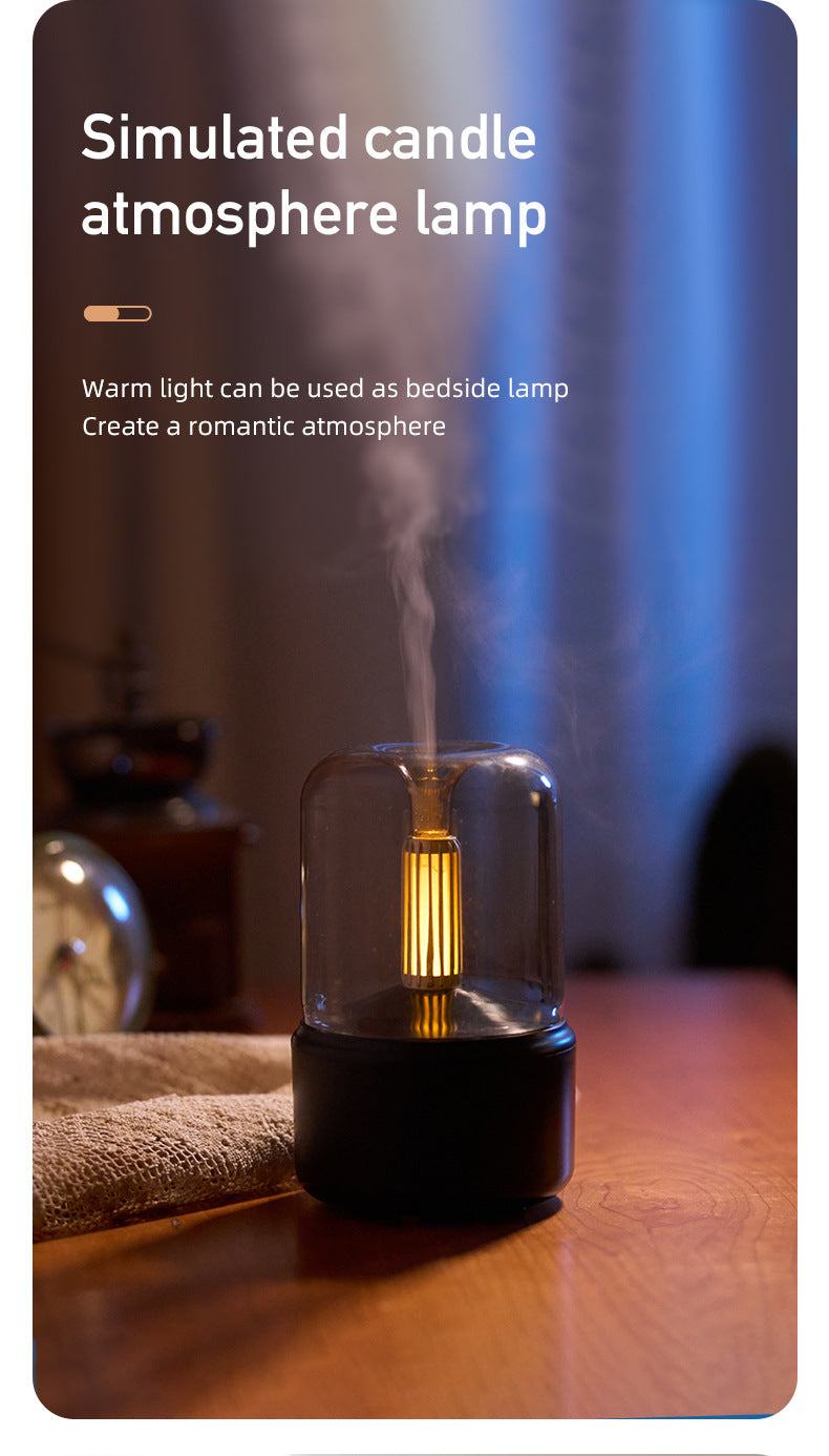 Black Creative Candleligh Aromatherapy Diffuser USB Desktop Ambient Candle Lamp Humidifier
