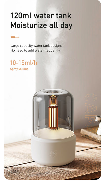 Black Creative Candleligh Aromatherapy Diffuser USB Desktop Ambient Candle Lamp Humidifier