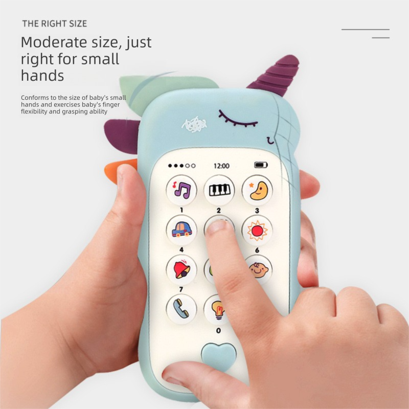 Unicorn Baby Toy Phone Music & Light Learning Mobile Teether for Toddlers Interactive English Educational Gift Yellow