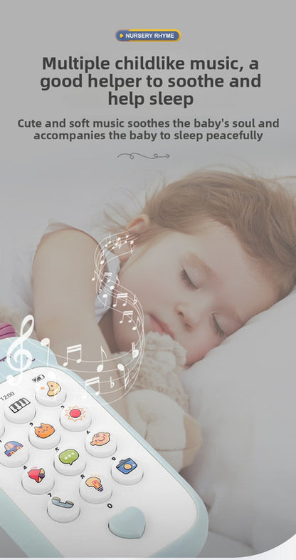 Unicorn Baby Toy Phone Music & Light Learning Mobile Teether for Toddlers Interactive English Educational Gift Blue