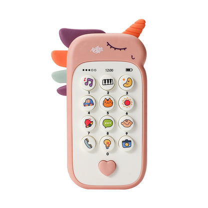 Unicorn Baby Toy Phone Music & Light Learning Mobile Teether for Toddlers Interactive English Educational Gift Blue