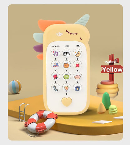 Unicorn Baby Toy Phone Music & Light Learning Mobile Teether for Toddlers Interactive English Educational Gift Blue