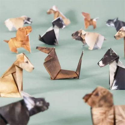 DIY Geometric Origami Kit for Kids – 100 Sheets Cat & Dog Paper Folding Craft Set (Ages 7+)