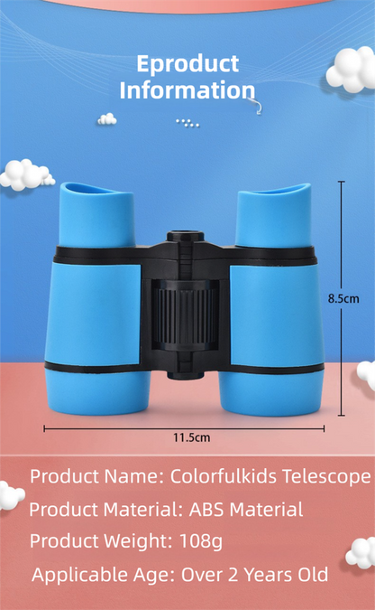 Blue 6X30 Lightweight Kids Binoculars with Non-Slip Colorful Rubber Grips - Educational Outdoor Exploration Toy with Shoulder Strap