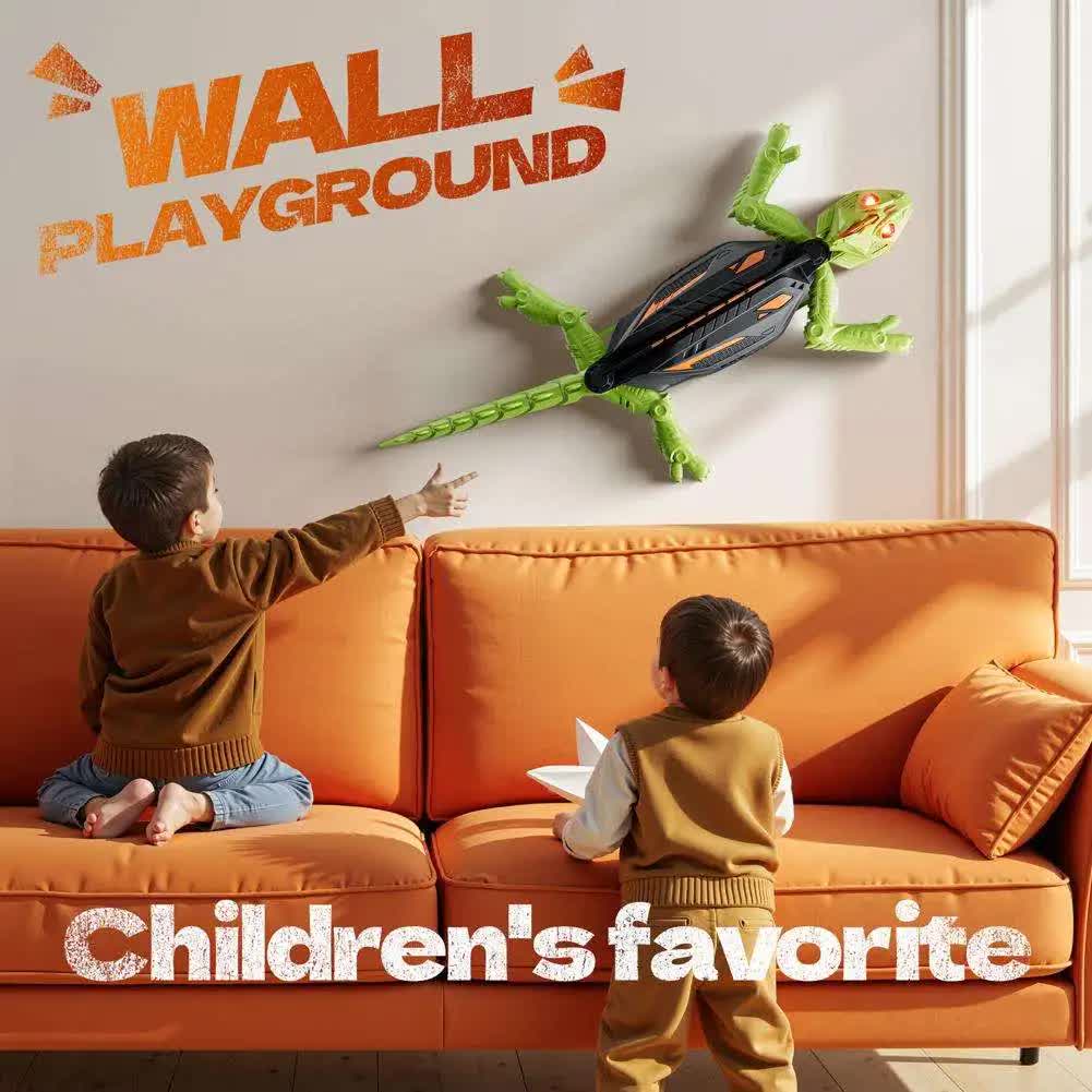 RC Wall Climbing Gecko Toy Anti-Gravity Remote Control Lizard with LED Eyes 360 Stunt Rotation Rechargeable Animal Gift for Kids
