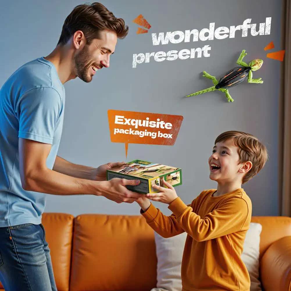 RC Wall Climbing Gecko Toy Anti-Gravity Remote Control Lizard with LED Eyes 360 Stunt Rotation Rechargeable Animal Gift for Kids