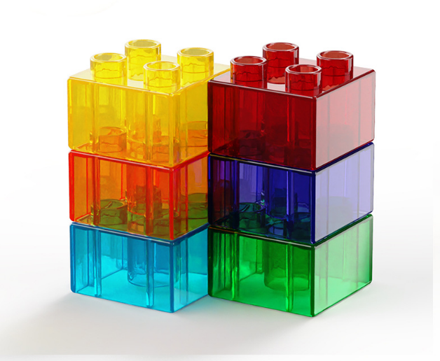 30PCS Transparent Large 2x2 Building Blocks – Crystal Clear Duplo-Compatible Bricks for Light Table Play (6 Colours)