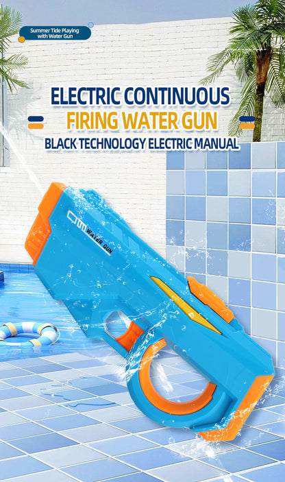 Electric Water Gun Automatic Continuous Fire Squirt Toy 8m Range Rechargeable Battery Outdoor Pool Beach Fun Pink
