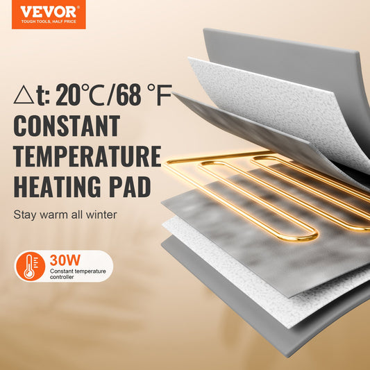 VEVOR Heated Cat House – 30W Outdoor Waterproof Cat Shelter with Thermostat & Insulated Design (600D Oxford Cloth)