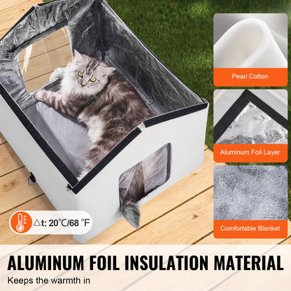 VEVOR Heated Cat House – 30W Outdoor Waterproof Cat Shelter with Thermostat & Insulated Design (600D Oxford Cloth)