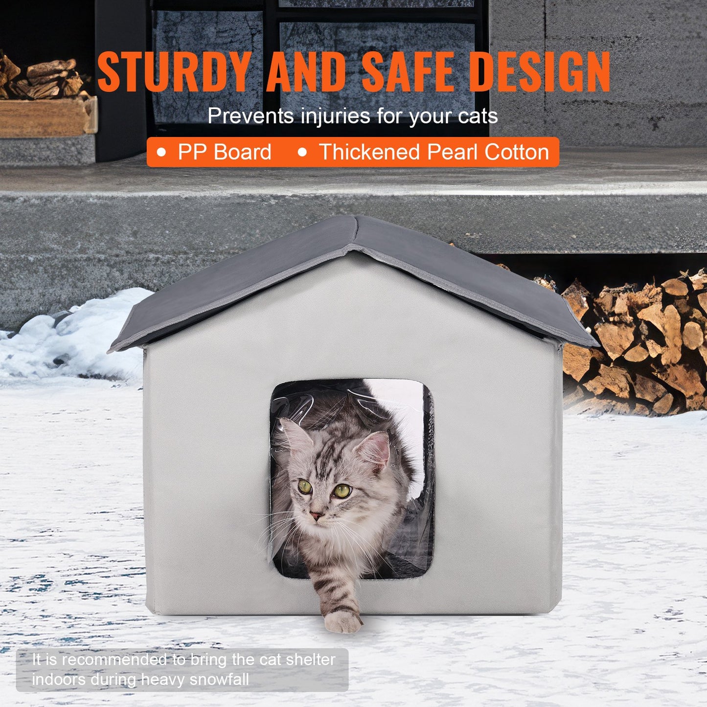 VEVOR Heated Cat House – 30W Outdoor Waterproof Cat Shelter with Thermostat & Insulated Design (600D Oxford Cloth)