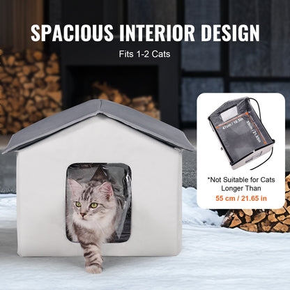 VEVOR Heated Cat House – 30W Outdoor Waterproof Cat Shelter with Thermostat & Insulated Design (600D Oxford Cloth)