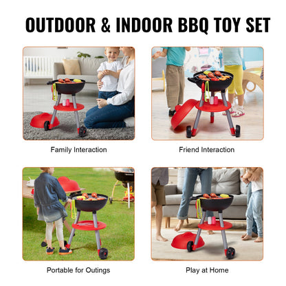 VEVOR 28 PCS BBQ Grill Playset, Kids Toys Kitchen Playset with Sound & Light, Little Chef Play, Interactive Grill Play Food Cooking Playset Barbecue Toy Grill for Toddlers Boys Girls 3-5 Birthday Gift
