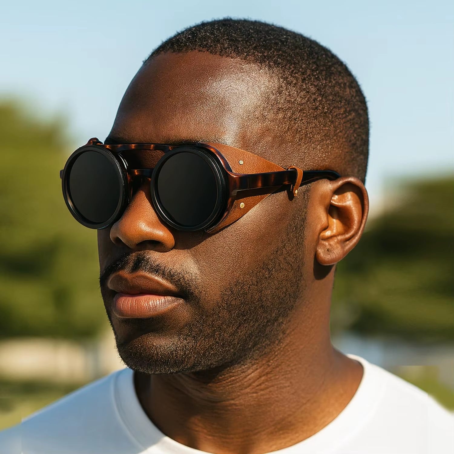 Handmade ND9 Adjustable Dimming Sunglasses Retro Punk round Men'S Outdoor Fishing UV400 Polarized Driving Sunglasses