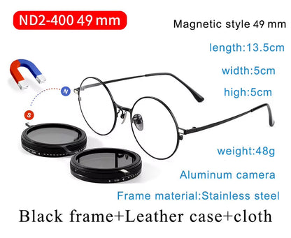 Handmade ND9 Adjustable Dimming Sunglasses Retro Punk round Men'S Outdoor Fishing UV400 Polarized Driving Sunglasses