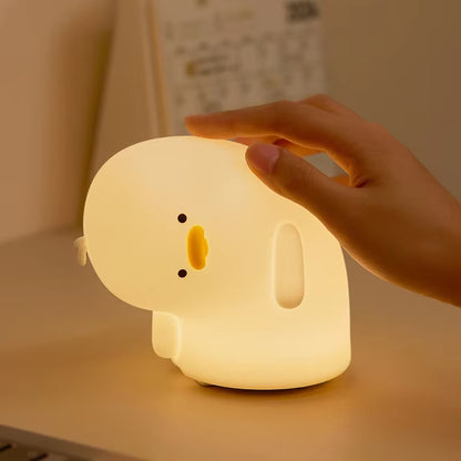 Rechargeable LED Night Light Cute Duck Silicone Patting Lamp Nursery Children Nightlights Home Bedside Room Decor Birthday Gift