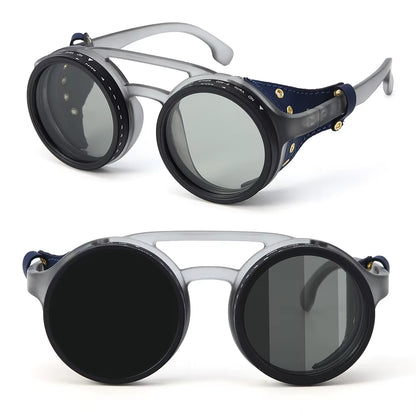 Handmade ND9 Adjustable Dimming Sunglasses Retro Punk round Men'S Outdoor Fishing UV400 Polarized Driving Sunglasses